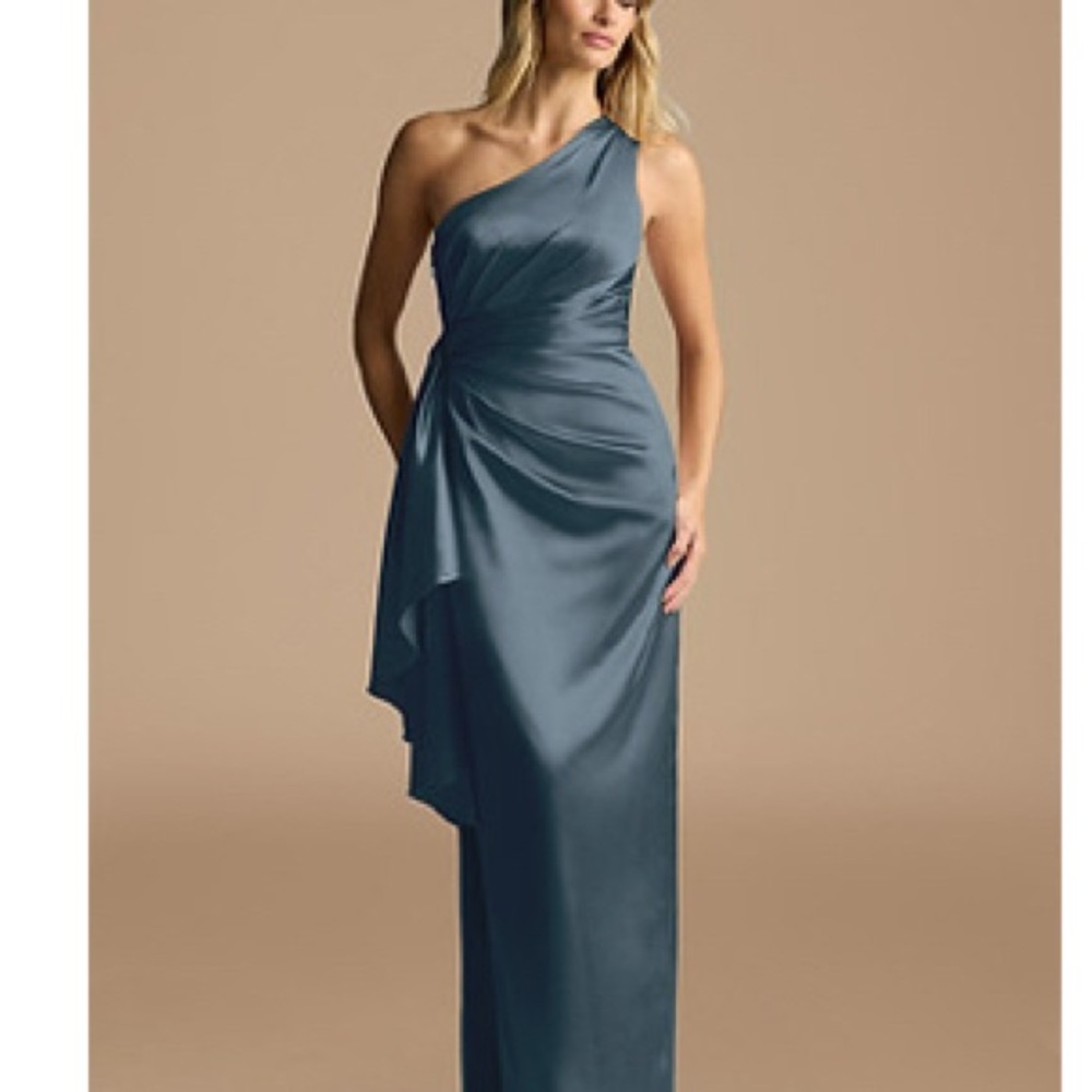 Azazie Saira One-Shoulder Blue Dress, 16, NWT